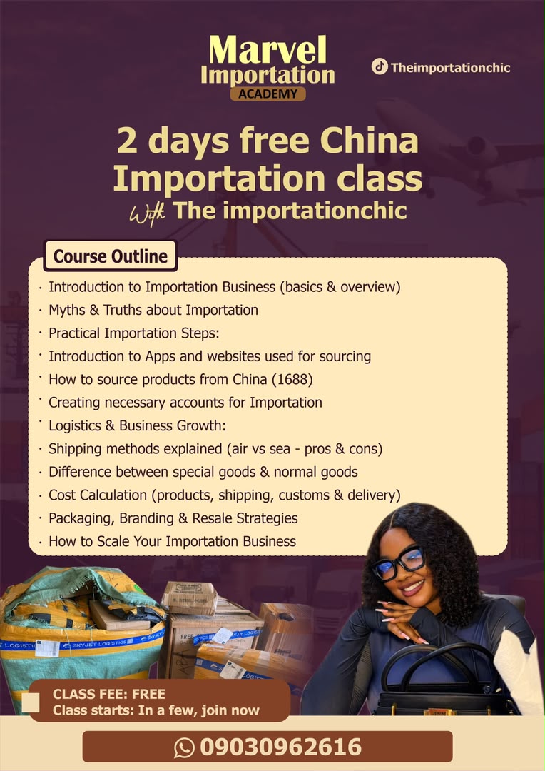 Importation Training flier — replace src with your Elementor media URL